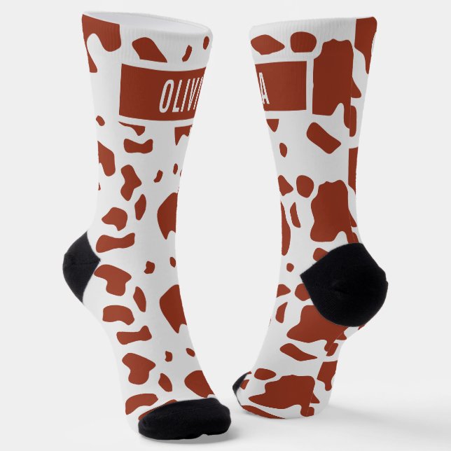 Fun Individuelle Name Ayrshire Kuh Tierbild Socken (Gewinkelt)