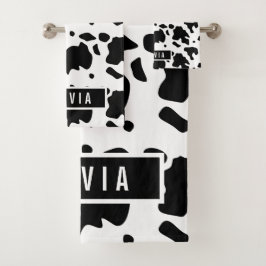 Fun Individuelle Name Holstein Kuh Tierdruckmuster Badhandtuch Set