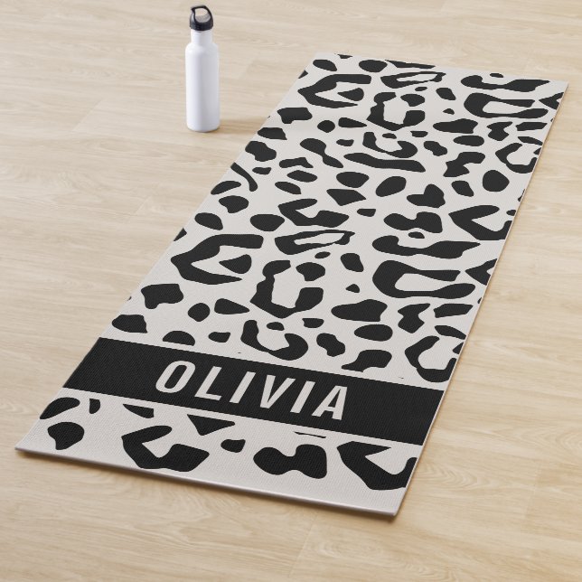 Fun Individuelle Name Snow Leopard Tierdruckmuster Yogamatte (Beispiel)