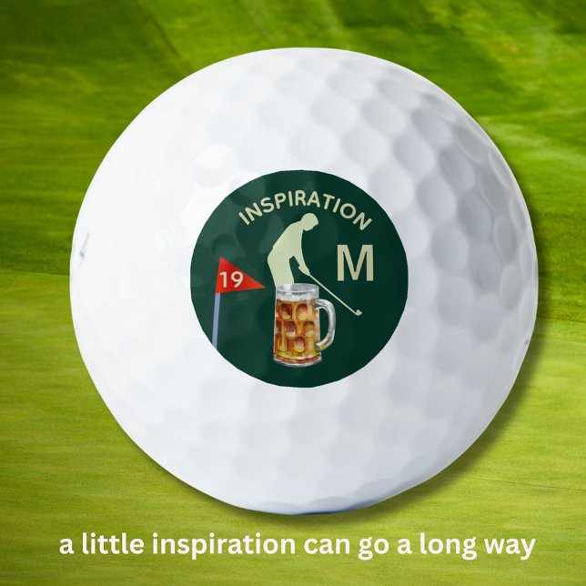 Fun Inspirational 19th Hole Beer Monogram  Golfball (Von Creator hochgeladen)