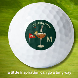 Fun Inspirational 19th Hole Cocktail Monogram  Golfball