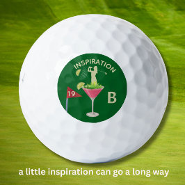 Fun Inspirational 19th Hole Cocktail Monogram  Golfball