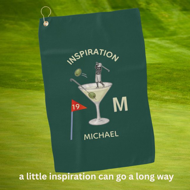Fun Inspirational 19th Hole Cocktail Monogram Name Golfhandtuch (Von Creator hochgeladen)