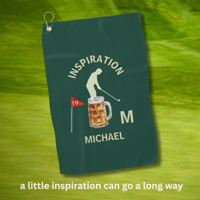 Fun Inspirational 19th Hole Cocktail Monogram Name Golfhandtuch (Von Creator hochgeladen)