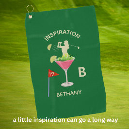 Fun Inspirational 19th Hole Cocktail Monogram Name Golfhandtuch
