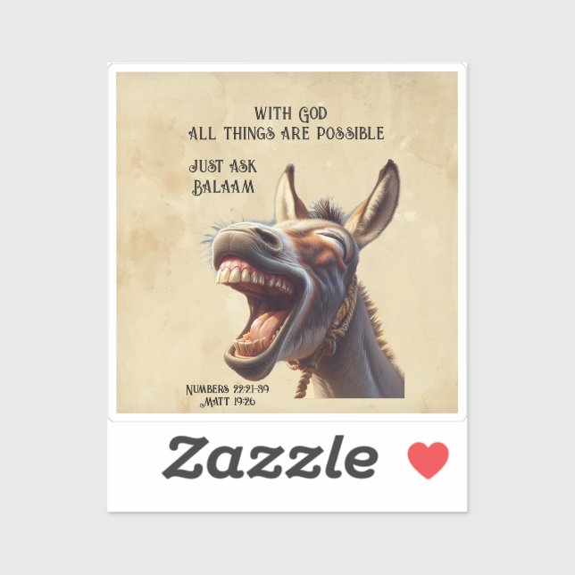 Fun Inspirational Bible Zitat Balam's Donkey Aufkleber (Blatt)