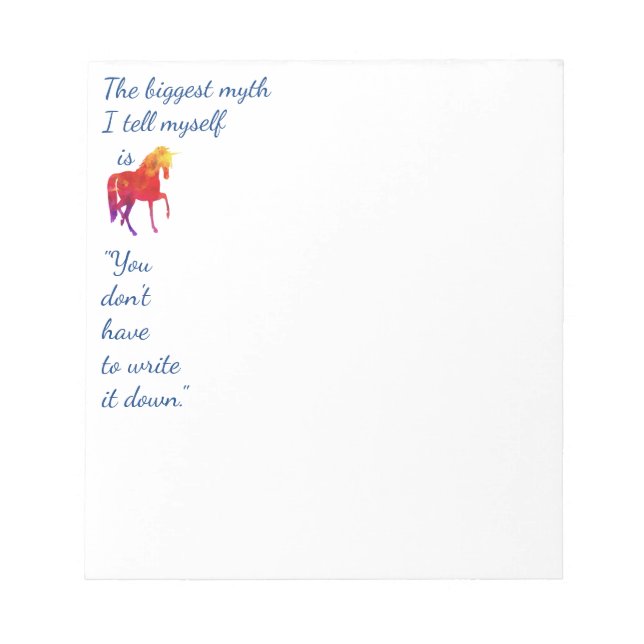 Fun inspirierendes Zitat Rainbow gefärbt Unicorn Notizblock (Vorderseite)