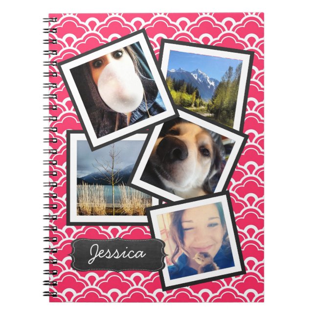 Fun Instagram Foto Collage PINK Notizblock (Vorderseite)