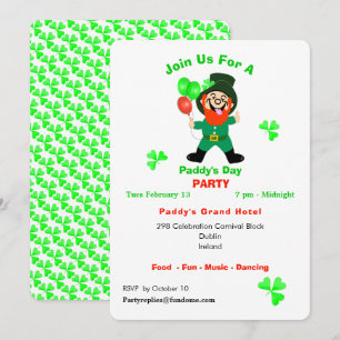 Fun Irish Celebration Leprechaun Party laden Einladung