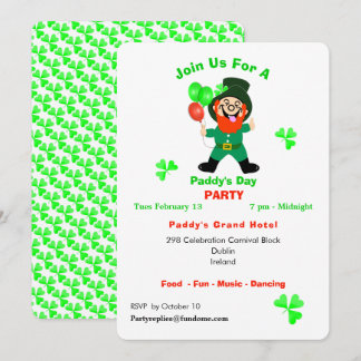 Fun Irish Celebration Leprechaun Party laden Einladung