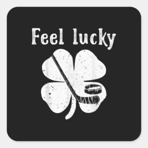 Fun Irish Feel Lucky Ice Hockey St. Patricks Day Quadratischer Aufkleber
