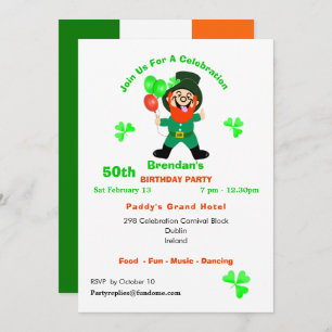 Fun Irish Leprechaun Geburtstagsparty Einladung