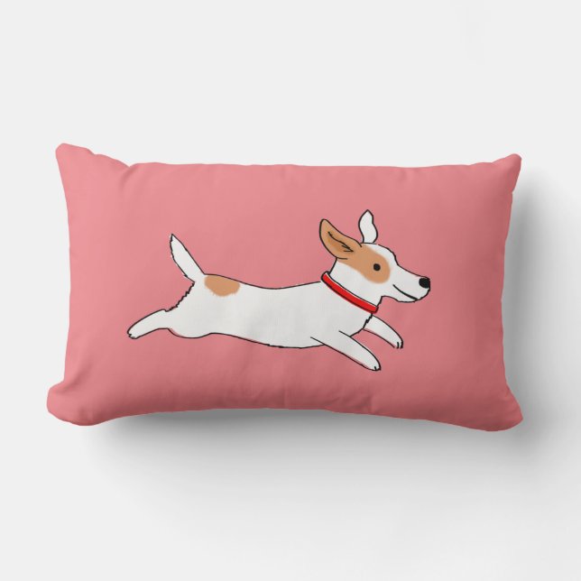Fun Jack Russell Terrier Cartoon Dog Running Lendenkissen (Vorderseite)