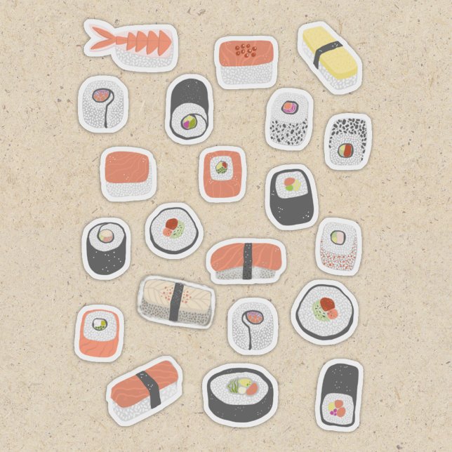 Fun Japanisch Sushi Aufkleber (Japanese sushi food art stickers)