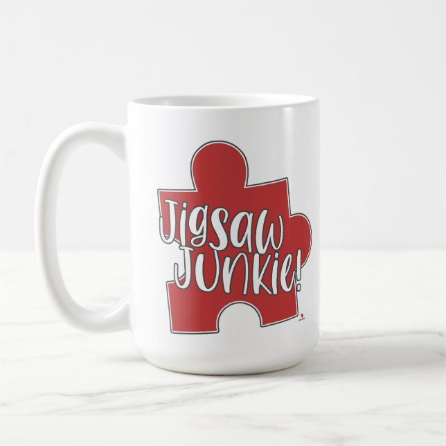 Fun Jigsaw Junkie Puzzle Hobby Logo Design Kaffeetasse (Links)