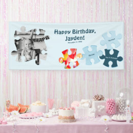 Fun Jigsaw Puzzle Custom Image Text Happy Birthday Banner
