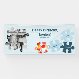 Fun Jigsaw Puzzle Custom Image Text Happy Birthday Banner