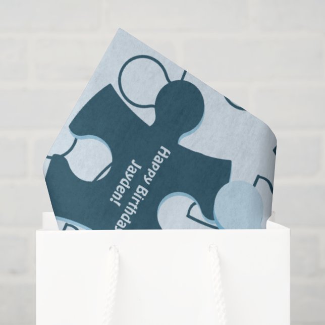 Fun Jigsaw Puzzle Happy Birthday Custom Name Seidenpapier (Geschenktüte)