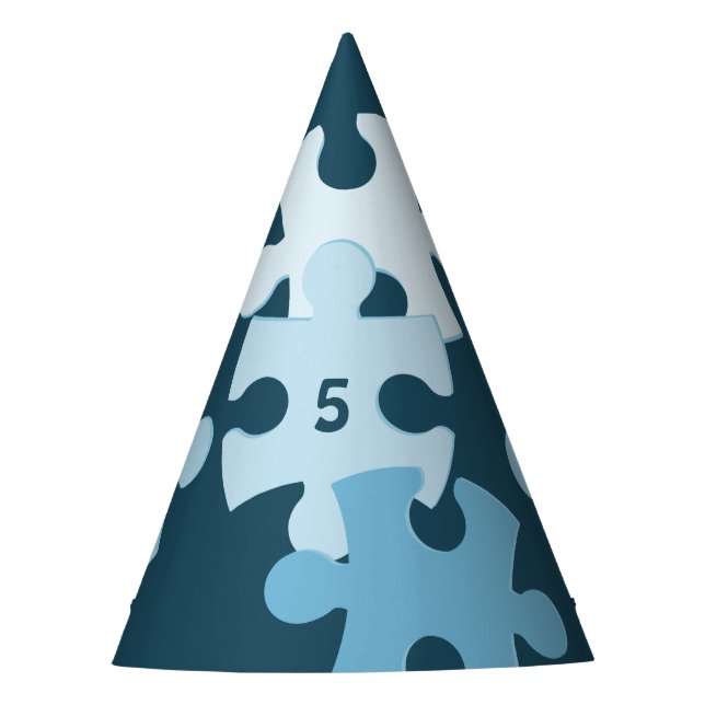 Fun Jigsaw Puzzle Kids' 5th Happy Birthday Blue Partyhütchen (Vorderseite)