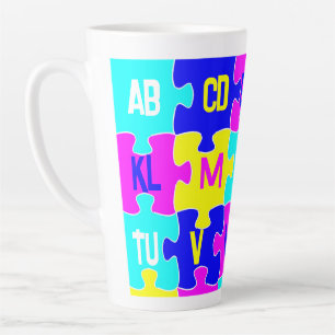 Fun Jigsaw Puzzle Pieces & Alphabet Letters Milchtasse