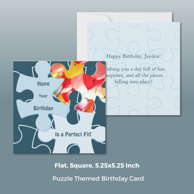Fun Jigsaw Puzzle Pieces Birthday Greeting Karte (Fun Jigsaw Puzzle Pieces Birthday Greeting Card, Square, 5.25x5.25 Inch)