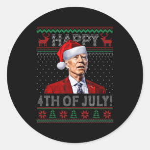 Fun Joe Biden Happy the July Ugly Weihnachten Runder Aufkleber