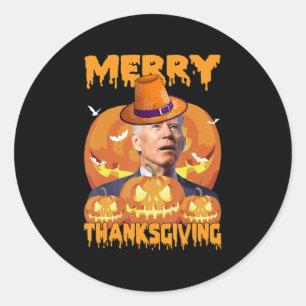 Fun Joe Biden verwirrte Merry Erntedank für Hall Runder Aufkleber