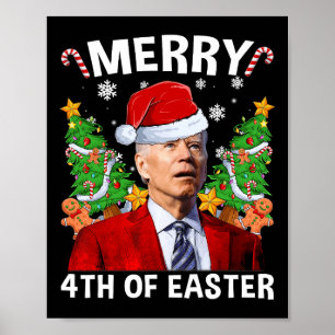 Fun Joe Biden Weihnachtsfeier Weihnachtsmannmütze Poster