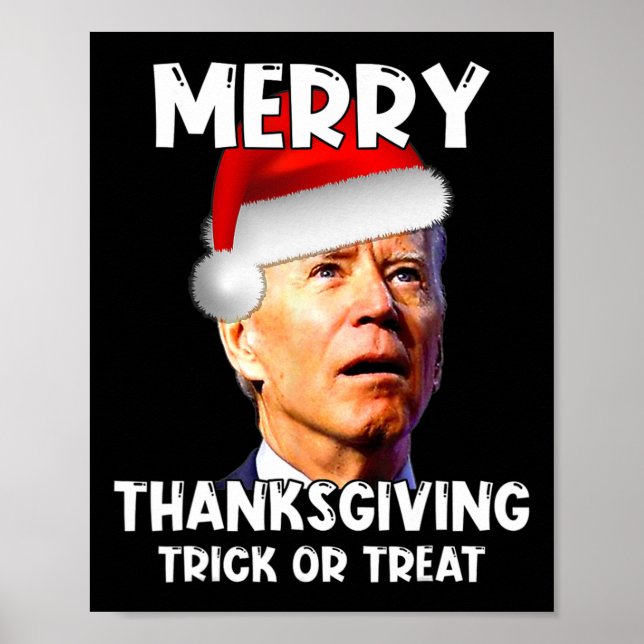 Fun Joe Biden Weihnachtsmannmütze Merry Erntedank  Poster (Vorne)