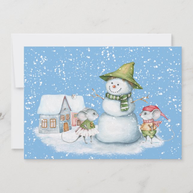 Fun Joli Joyeux Noël Carte Fête de Neige (Devant)
