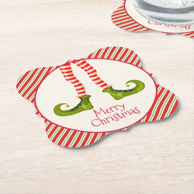 Fun Jolly Christmas Elf Legs Holiday Bracket Untersetzer (angewinkelt)