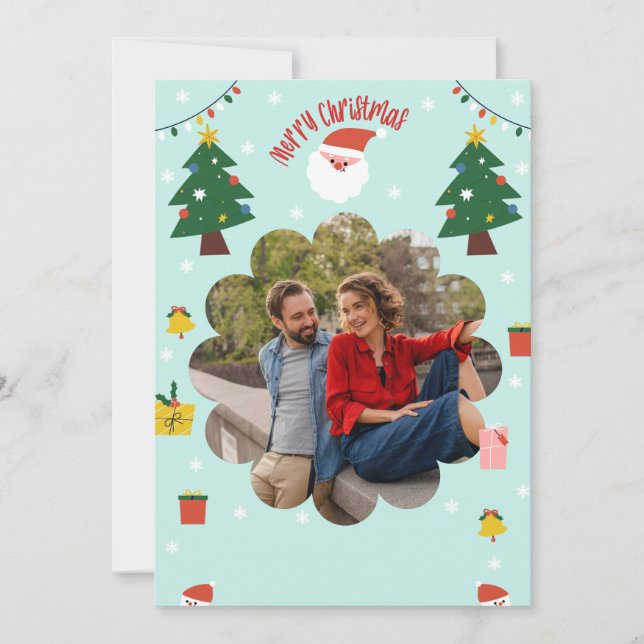 Fun Joyeux Noël Photo modifiable Carte de vacances (Devant)