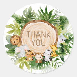Fun Jungle Safari Woodland Tiere Vielen Dank Runder Aufkleber