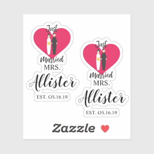 Fun Just Married Couple Quote Design Aufkleber (Blatt)
