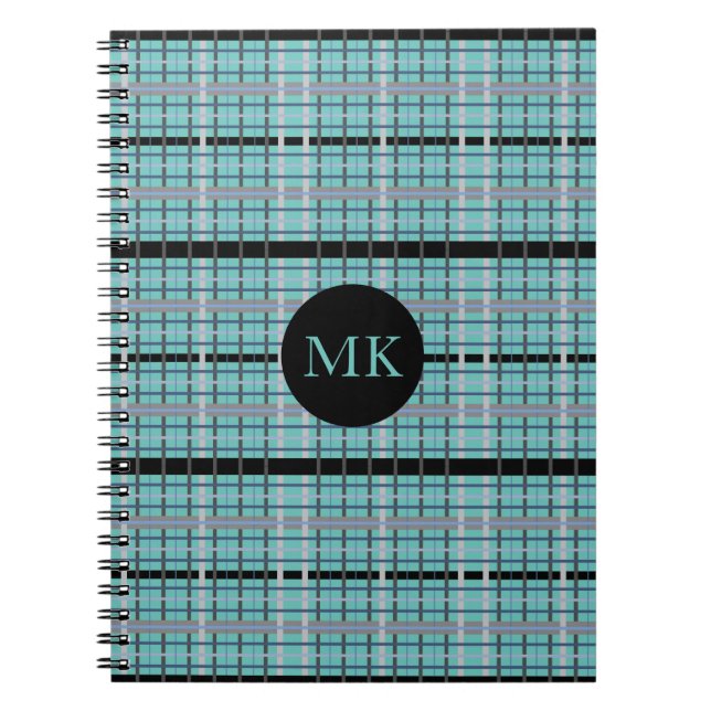 Fun Kariertes Mit Monogramm Notebook Notizblock (Vorderseite)