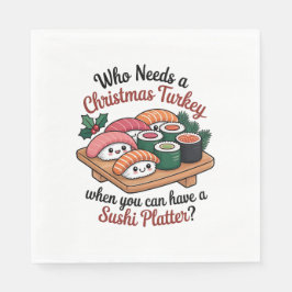 Fun Kawaii Christmas Sushi Platter Serviette
