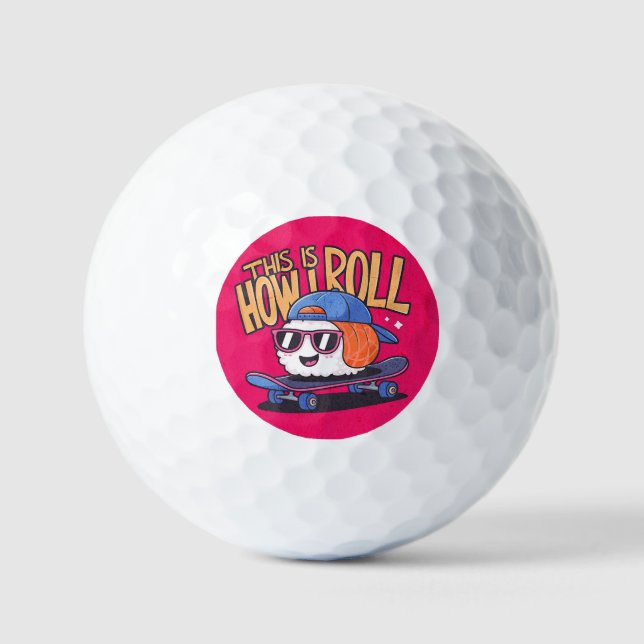 Fun Kawaii Sushi auf Skateboard Golfball (Vorderseite)