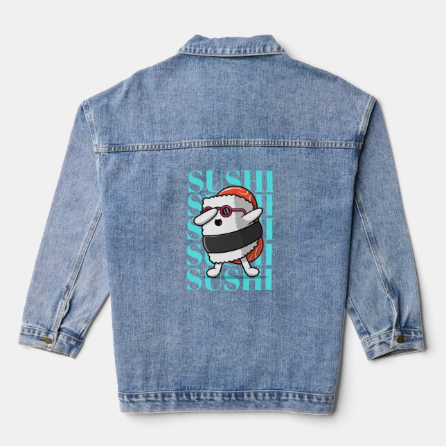 Fun Kawaii Sushi Dab Jeansjacke (Rückseite)