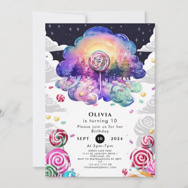 Fun Kids Candyland Birthday Einladung (Vorderseite)