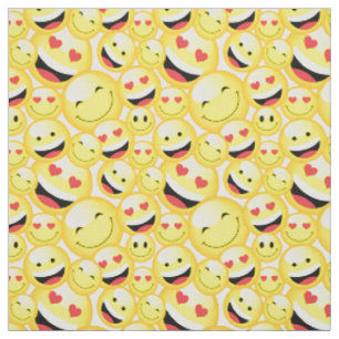 Fun Kids gelb lächelnd Emoji Gesichtspattern Stoff