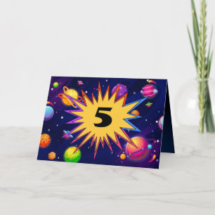 Fun Kids Space Planets Name 5. Geburtstagskarte hi Karte