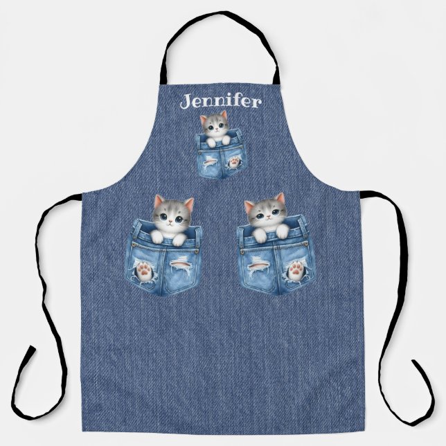 Fun Kitten Chat Tout-Sur-Imprimer Tablier (Recto)