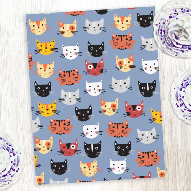 Fun Kitty Cat Pattern Postkarte (Fun kitty cat pattern postcard with original art by Nic Squirrell. )