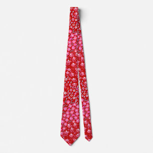 Fun Krawatte Rot Rosa Helle Wildblumen