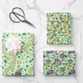 Fun Künstlerisches irisches Kleeblatt Regenbogen L Geschenkpapier Set