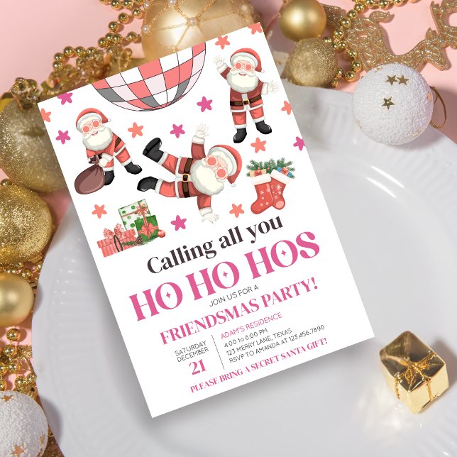 Fun Ladys Night Friendsmas Weihnachts-Party Einladung (Calling all you Ho Ho Hos Fun Friendsmas Christmas Party Invitation )