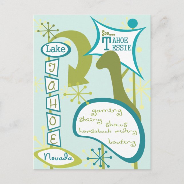 Fun Lake Tahoe Illustration Postkarte (Vorderseite)