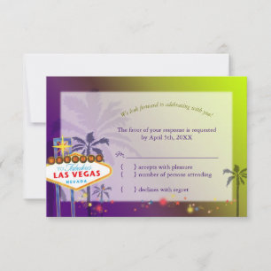 Fun Las Vegas Hochzeit in Urlaubsort UAWG RSVP Karte