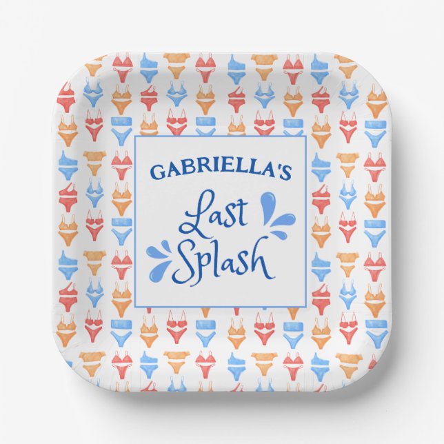 Fun "Last Splash" Thema Personalisiert Bachelorett Pappteller (Vorderseite)
