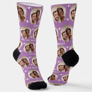Fun Lavender Newlyweds Foto Pattern Socken